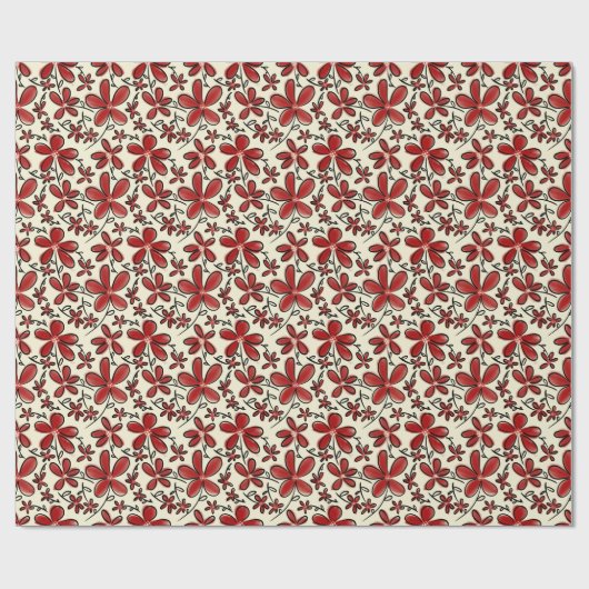 Rood bloempatroon cadeaupapier (Vlak)