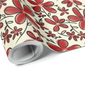 Rood bloempatroon cadeaupapier (Rol Hoek)