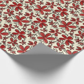 Rood bloempatroon cadeaupapier (Hoek)