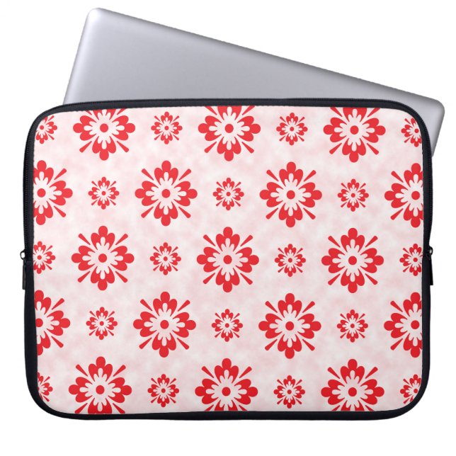 Rood bloempatroon laptop sleeve (Voorkant)