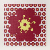 Rood bloempatroon legpuzzel (Horizontaal)