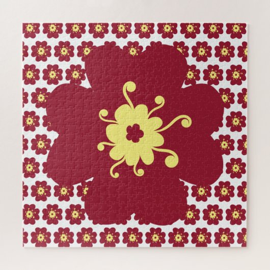 Rood bloempatroon legpuzzel (Horizontaal)