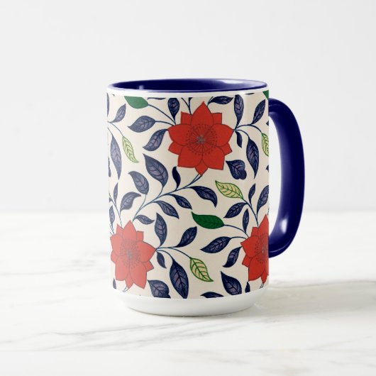 Rood bloempatroon mok (Voorkant rechts)