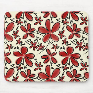 Rood bloempatroon muismat