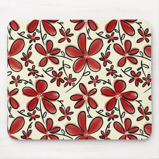 Rood bloempatroon muismat (Voorkant)