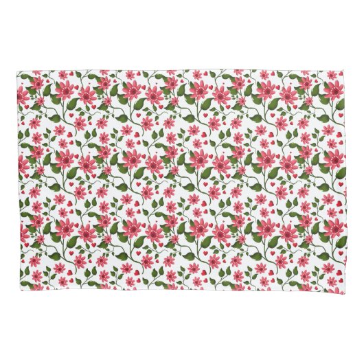 Rood bloempatroon naadloos |  kussensloop (Voorkant)