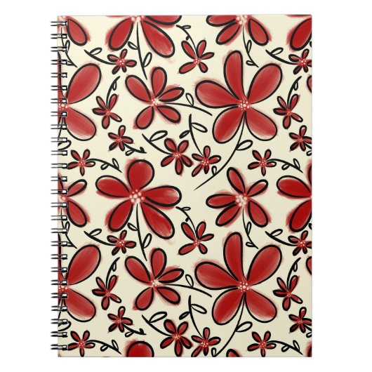 Rood bloempatroon notitieboek (Voorkant)