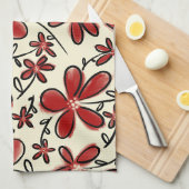 Rood bloempatroon theedoek (Quarter Fold)