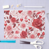 Rood bloempatroon tissuepapier (Craft)