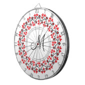 Rood bloemring Gepersonaliseerd Monogram Initiaal Dartbord (Voorkant Rechts)