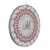 Rood bloemring Gepersonaliseerd Monogram Initiaal Dartbord (Voorkant Links)