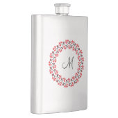 Rood bloemring Gepersonaliseerd Monogram Initiaal Heupfles (Rechts)