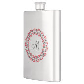 Rood bloemring Gepersonaliseerd Monogram Initiaal Heupfles (Links)
