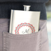 Rood bloemring Gepersonaliseerd Monogram Initiaal Heupfles (Voorbeeld)