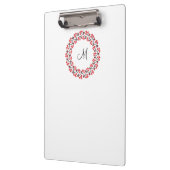 Rood bloemring Gepersonaliseerd Monogram Initiaal Klembord (Links)