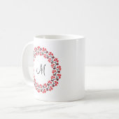 Rood bloemring Gepersonaliseerd Monogram Initiaal Koffiemok (Voorkant links)