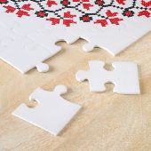 Rood bloemring Gepersonaliseerd Monogram Initiaal Legpuzzel (Zijkant)