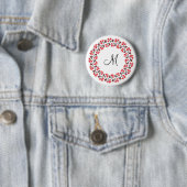 Rood bloemring Gepersonaliseerd Monogram Initiaal Ronde Button 5,7 Cm (In situ)