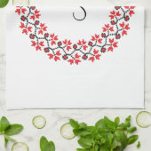 Rood bloemring Gepersonaliseerd Monogram Initiaal Theedoek (Gevouwen)