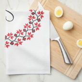 Rood bloemring Gepersonaliseerd Monogram Initiaal Theedoek (Quarter Fold)