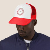 Rood bloemring Gepersonaliseerd Monogram Initiaal Trucker Pet (In situ)
