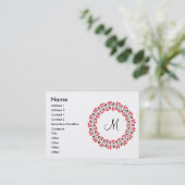 Rood bloemring Gepersonaliseerd Monogram Initiaal Visitekaartje (Staand voorkant)