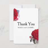 Rood bloesem roos. Stijlvol chic Weddenschap Bedan Bedankkaart (Voorkant)