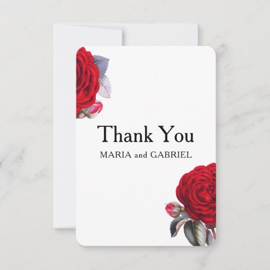 Rood bloesem roos. Stijlvol chic Weddenschap Bedan Bedankkaart (Voorkant)