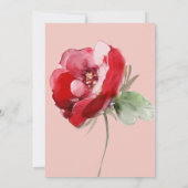 Rood & Blush Bloemen Bruiloft Detail Kaart (Achterkant)