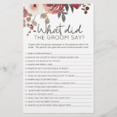 Rood Blush Floral Roos Game zou de Groom zeggen Flyer (Voorkant)