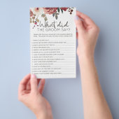 Rood Blush Floral Roos Game zou de Groom zeggen Flyer (Hand)