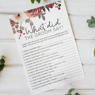 Rood Blush Floral Roos Game zou de Groom zeggen Flyer