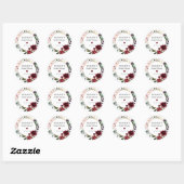 Rood Blush Roze Bloemen Vrijgezellenfeest Favor Ronde Sticker (Vel)