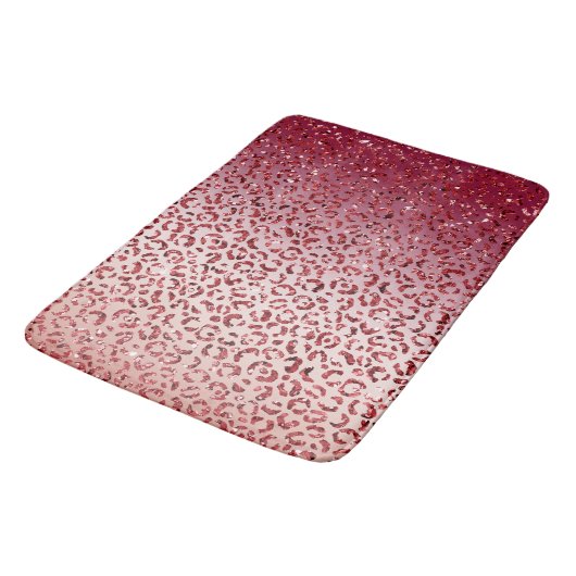 Rood Blush Roze glitter Sparkle Leopard Print Badmat (Gekanteld)