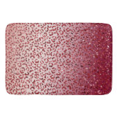 Rood Blush Roze glitter Sparkle Leopard Print Badmat (Voorkant)