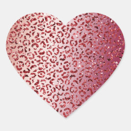 Rood Blush Roze glitter Sparkle Leopard Print Hart Sticker