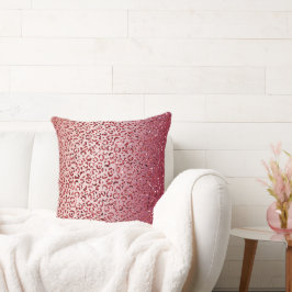 Rood Blush Roze glitter Sparkle Leopard Print Kussen