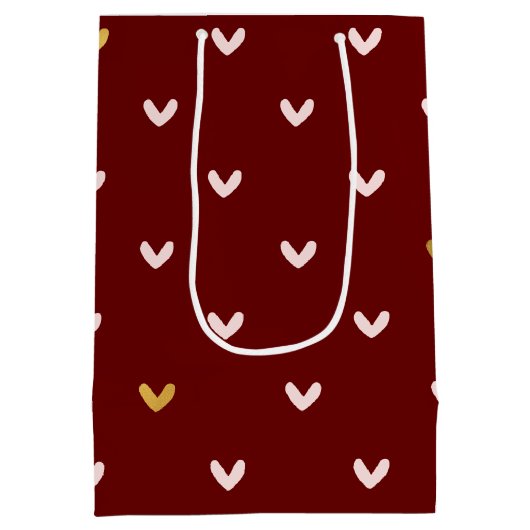 Rood Blush Roze Gouden Harten Medium Cadeauzakje (Achterkant)