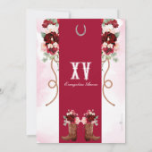 Rood & Blush Rustieke Elegantie Charro Quinceanera Kaart (Achterkant)