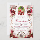 Rood & Blush Western Charro Foto toevoegen Quincea Kaart (Voorkant)