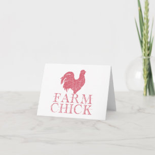Rood Boerderij Chick met Rooster BLANK Kaart