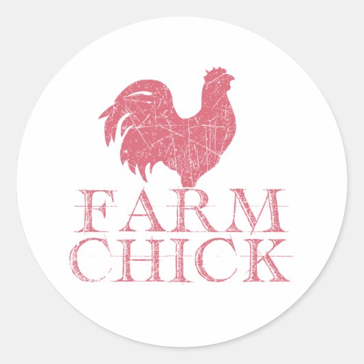 Rood Boerderij Chick met Rooster Ronde Sticker (Voorkant)