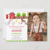 Rood Boerderij op zaterdag Uitnodigingen met foto (Voorkant)