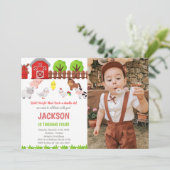 Rood Boerderij op zaterdag Uitnodigingen met foto (Staand voorkant)