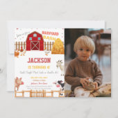 Rood Boerderij op zaterdag Uitnodigingen met foto (Voorkant)