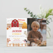 Rood Boerderij op zaterdag Uitnodigingen met foto (Staand voorkant)