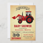Rood Boerderij tractor Baby shower Kaart (Voorkant)