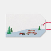 Rood Boerderij Tractor Christmas Gift Label Cadeaulabel (Voorkant (Horizontaal))