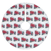 Rood Boerderij Tractor met Eyeballen Kerstboom Rok (Voorkant)