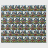 Rood Boerderij Tractor met Patriottische Schuur Cadeaupapier (Vlak)